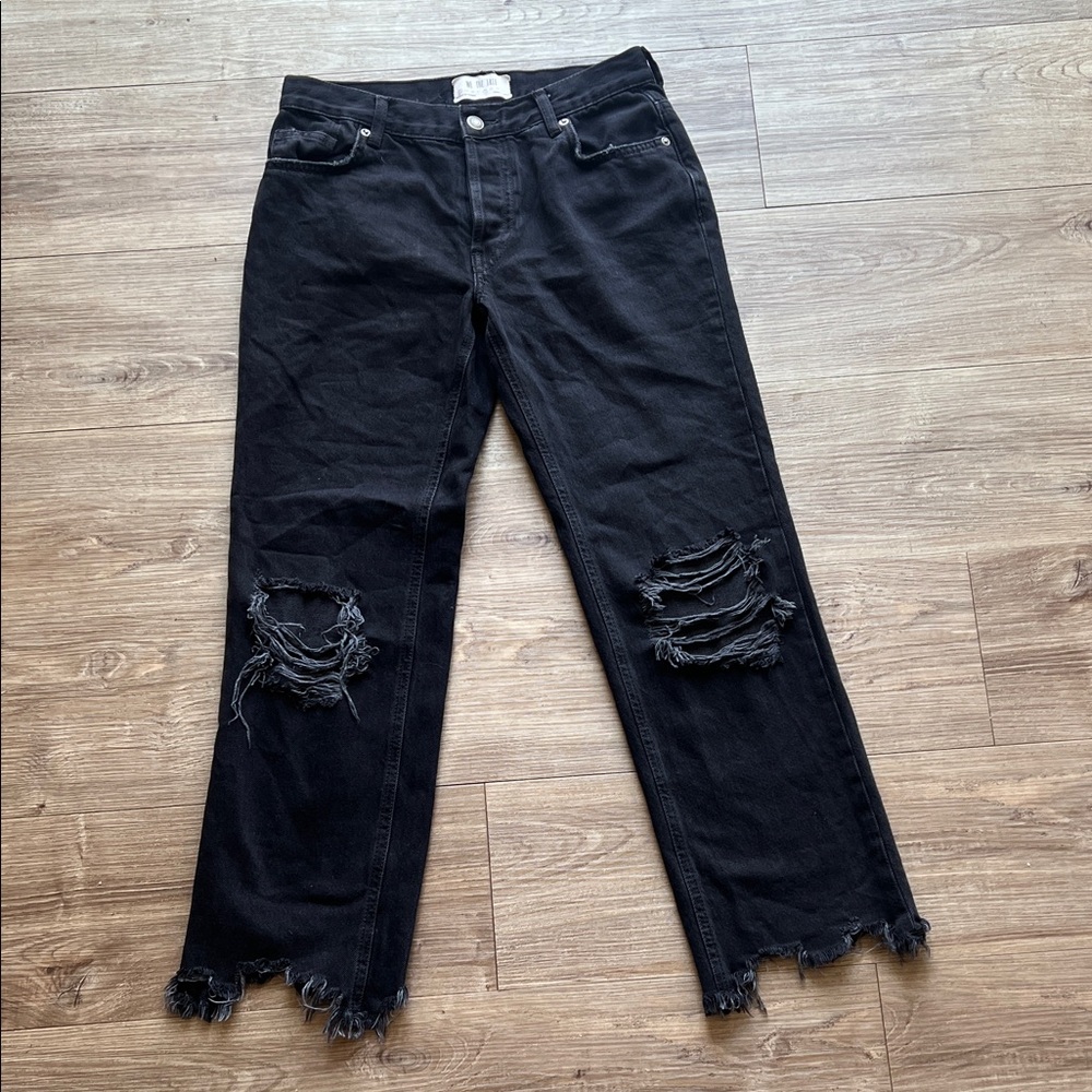 We The Free Black Distressed Boyfriend Jeans
